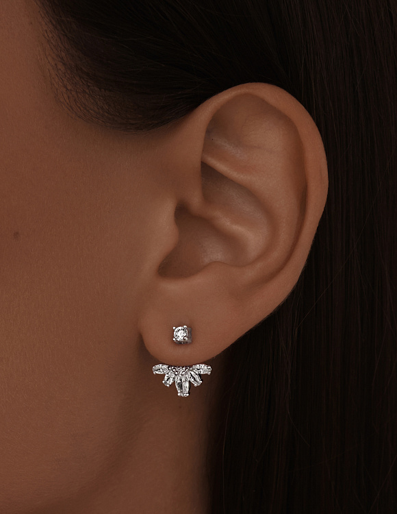 Серебряные серьги трансформеры с фианитами Miestilo 2