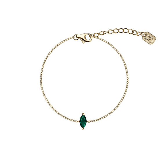 Серебряный браслет с фианитом в огранке маркиз Miestilo