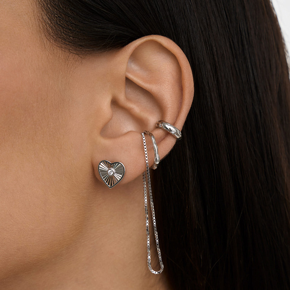 Серьга кафф серебро 925 моносерьга серебряная висячая Miestilo