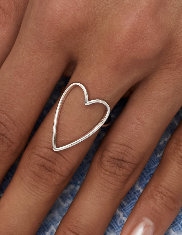 Кольцо серебро 925 сердечко ювелирное тонкое Miestilo