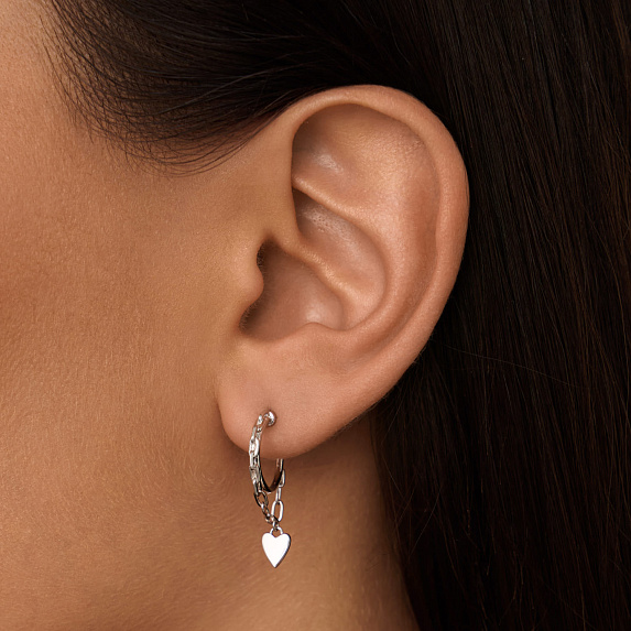 Серебряные серьги с цепью и сердцем Miestilo