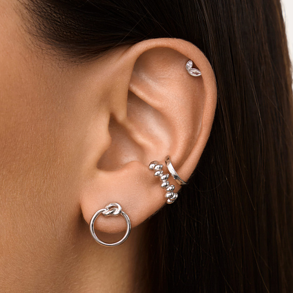 Серебряные серьги гвоздики узел Miestilo