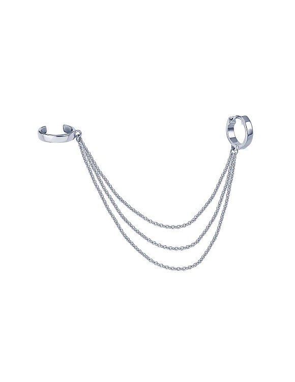 Моносерьга серебро 925 серьга кафф серебряная с проколом Miestilo  2