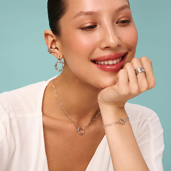 Серебряный браслет якорная цепь Miestilo