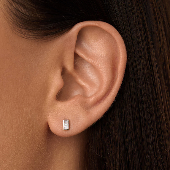 Серьги серебро 925 серебряные гвоздики с камнями квадратные Miestilo