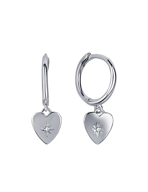 Серьги конго серебро 925 сердечки висячие сережки серебряные Miestilo  2