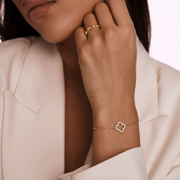 Браслет серебро 925 на руку клевер van cleef серебряный в позолоте Miestilo