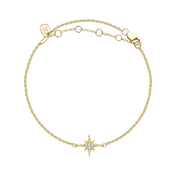 Серебряный браслет на ногу и на руку со звездой и фианитами в позолоте Miestilo