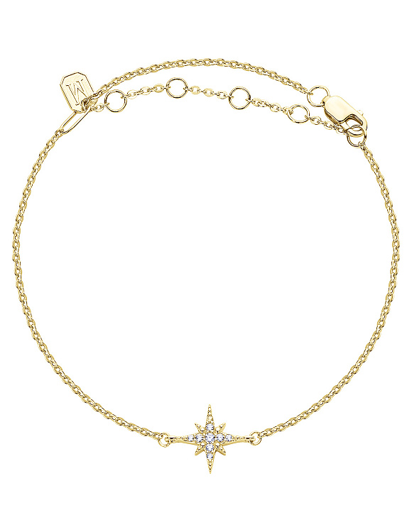 Серебряный браслет на ногу и на руку со звездой и фианитами в позолоте Miestilo