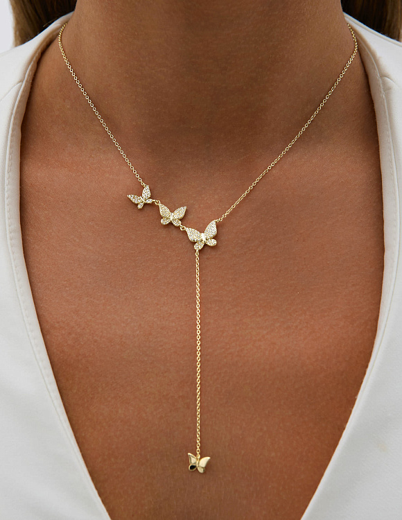 Колье-галстук серебро 925 серебряная бабочка ювелирная Miestilo