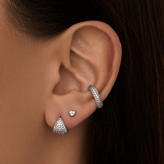 Серебряный кафф волна с фианитами Miestilo