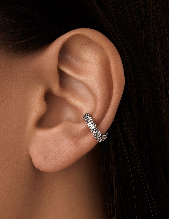 Серебряный кафф волна с фианитами Miestilo