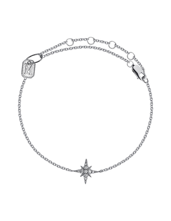 Серебряный браслет на ногу и на руку со звездой и фианитами Miestilo  2