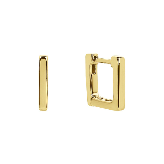 Серебряные серьги квадрат внутр. раст. 9мм в позолоте Miestilo