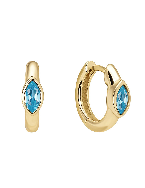 Серебряные серьги с покрытием из желтого золота с синтетической шпинелью Miestilo  2