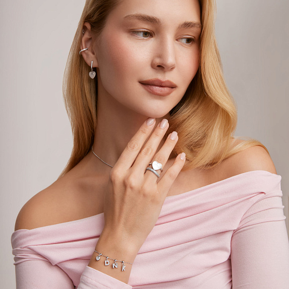 Серебряный шарм сердце с фианитом Miestilo