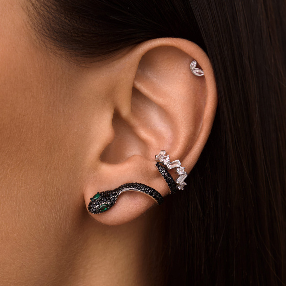 Моносерьга серебро 925 серьга кафф серебряная змея Miestilo