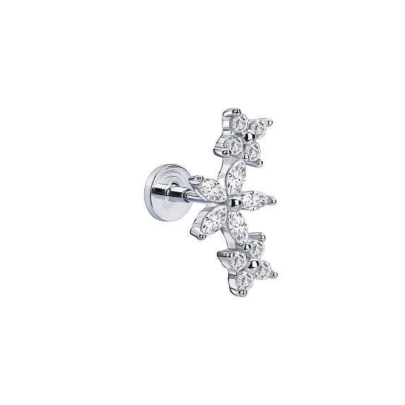 Серебряный пирсинг с фианитами Miestilo