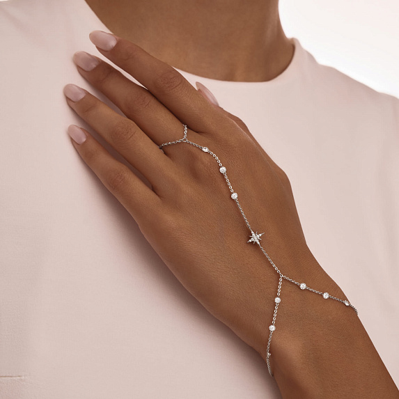 Слейв браслет серебро 925 серебряный на руку с кольцом Miestilo