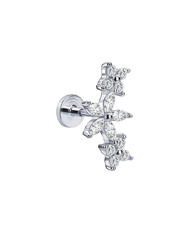 Серебряный пирсинг с фианитами Miestilo  2