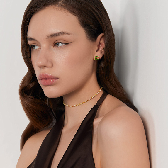 Серьги серебро 925 позолоченные гвоздики с фианитами Miestilo