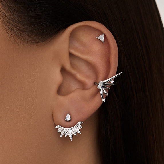 Серебряные серьги трансформеры с фианитами Miestilo