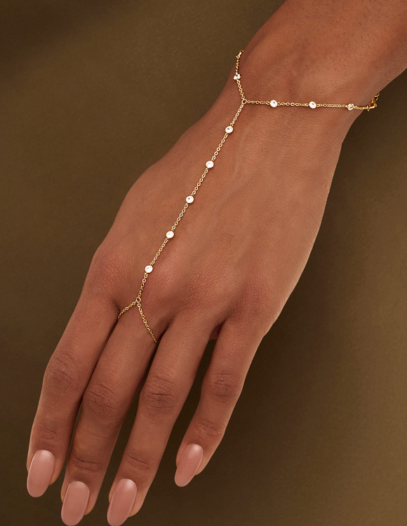 Позолоченный слейв-браслет из серебра с фианитами Miestilo