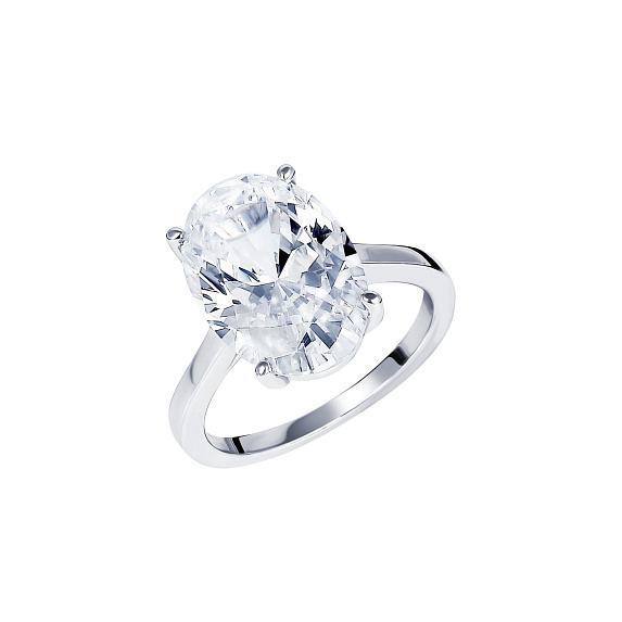 Серебряное кольцо с фианитом в огранке овал Miestilo