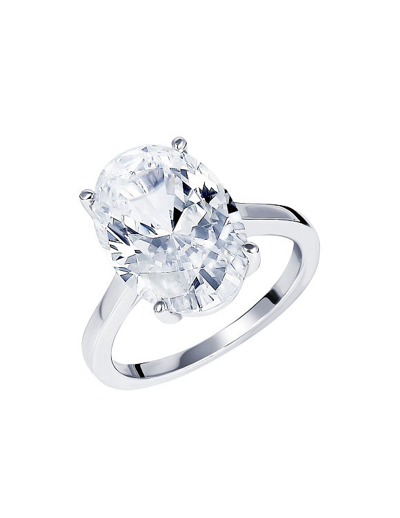 Серебряное кольцо с фианитом в огранке овал Miestilo  2