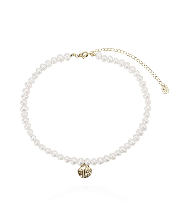 Колье на шею серебро 925 чокер с жемчугом Miestilo  2