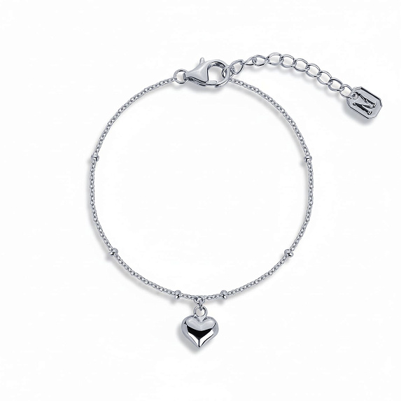 Серебряный браслет с сердцем Miestilo