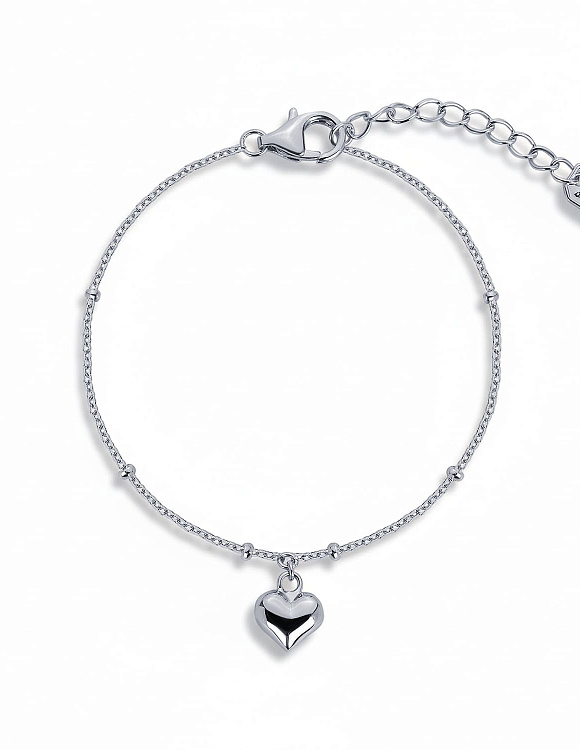 Серебряный браслет с сердцем Miestilo  2