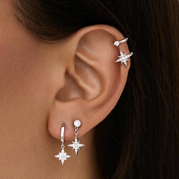 Серьги серебро 925 серебряные гвоздики женские звезды Miestilo