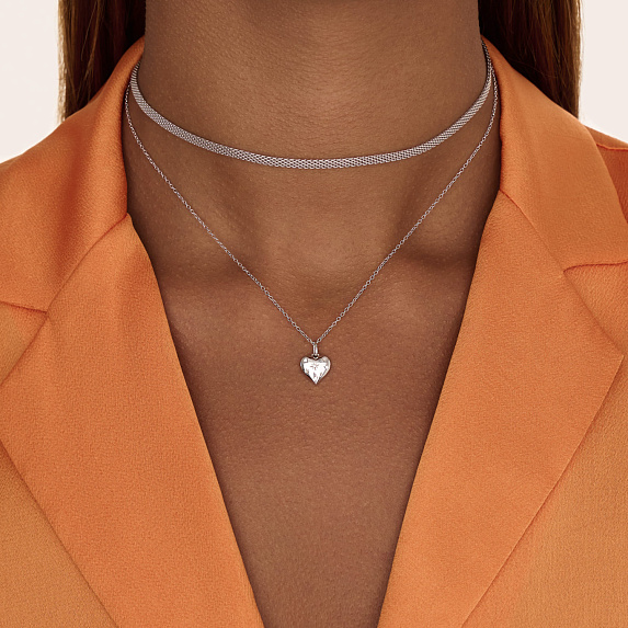 Подвеска сердце серебро 925 на шею с цепочкой Miestilo