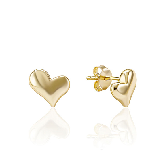 Серебряные пусеты в форме миниатюрных сердечек с покрытием позолота MIESTILO  Miestilo