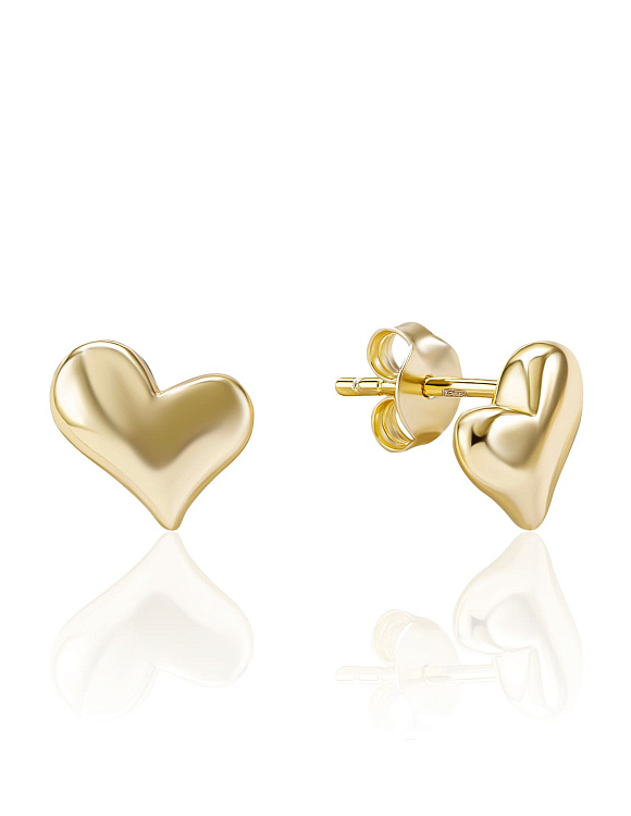 Серебряные пусеты в форме миниатюрных сердечек с покрытием позолота MIESTILO  Miestilo  2