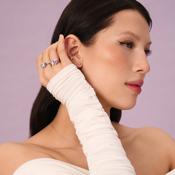 Серебряное кольцо-солитер с круглым фианитом MIESTILO Miestilo