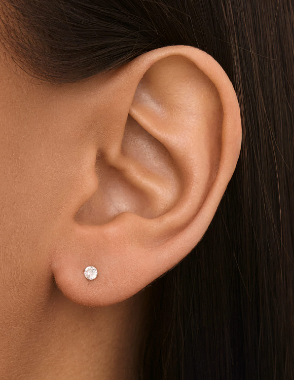 Серебряные серьги гвоздики с фианитом MIESTILO Miestilo