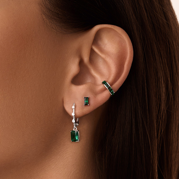 Серьги серебро 925 с камнями длинные Miestilo