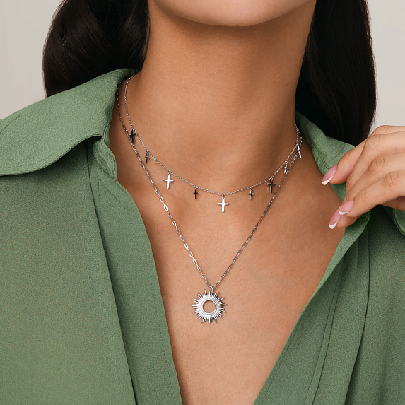 Серебряное колье с крестами без вставок Miestilo