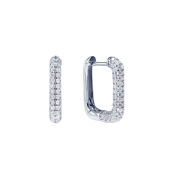 Серебряные серьги конго с фианитами Miestilo