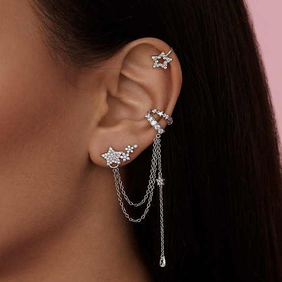 Моносерьга серебро 925 серьга кафф серебряная Miestilo
