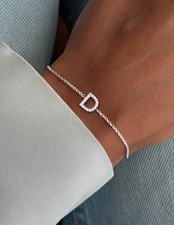 Серебряный браслет с буквой D MIESTILO Miestilo