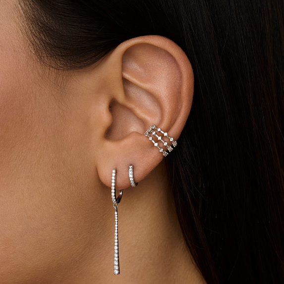 Серьги кольца серебро 925 серебряные конго с фианитами Miestilo