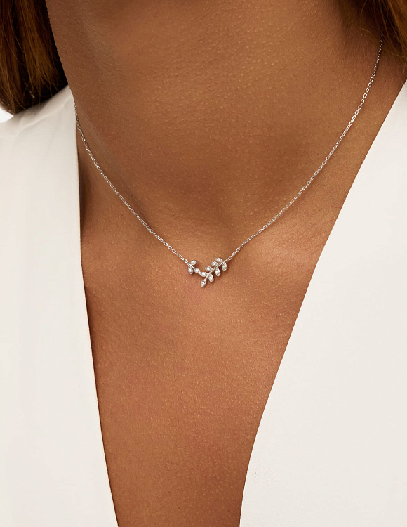 Серебряная подвеска с фианитами в форме веточки MIESTILO  Miestilo