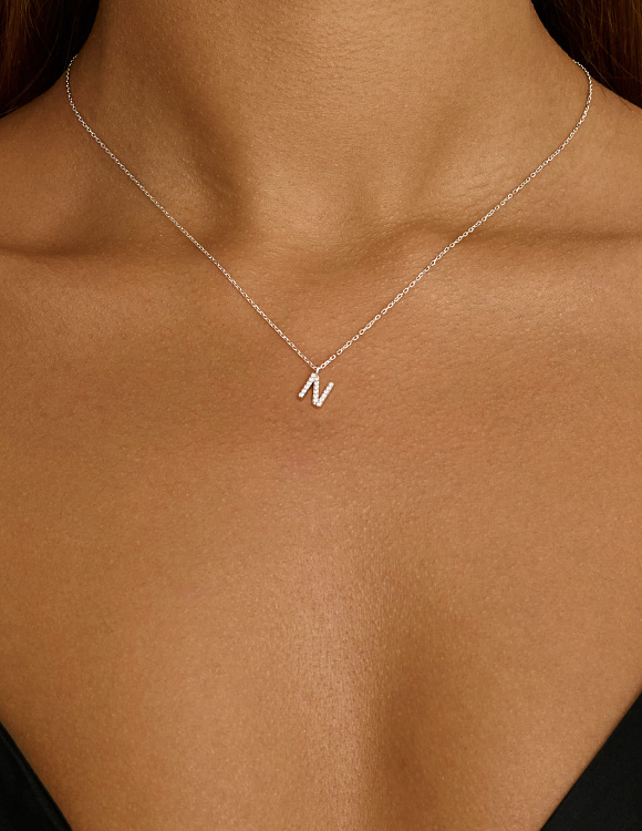 Подвеска серебро 925 на шею с буквой н Miestilo