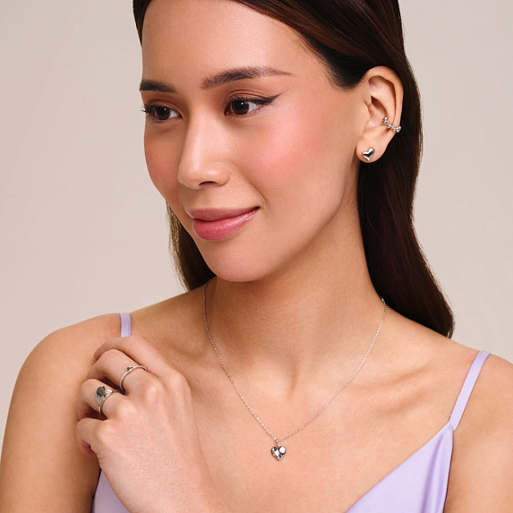 Серьги серебро 925 серебряные гвоздики сердечки Miestilo
