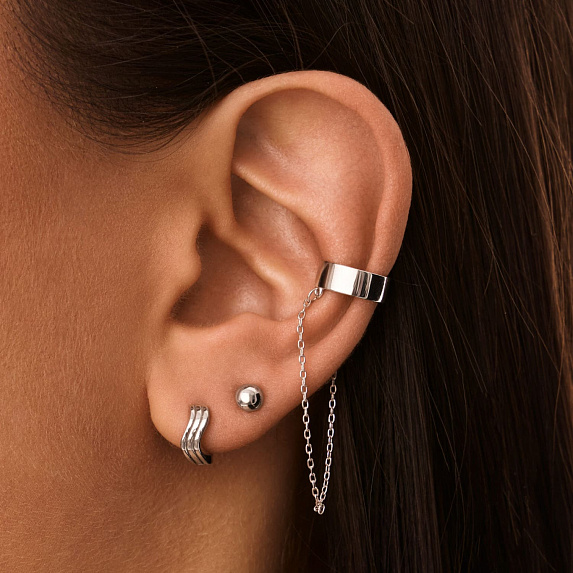 Серьга кафф серебро 925 моносерьга серебряная висячая Miestilo