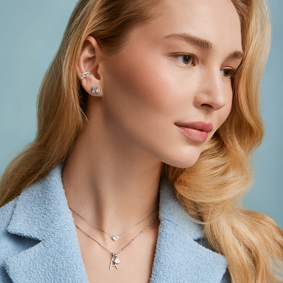 Серьги серебро 925 серебряные гвоздики женские сердце Miestilo