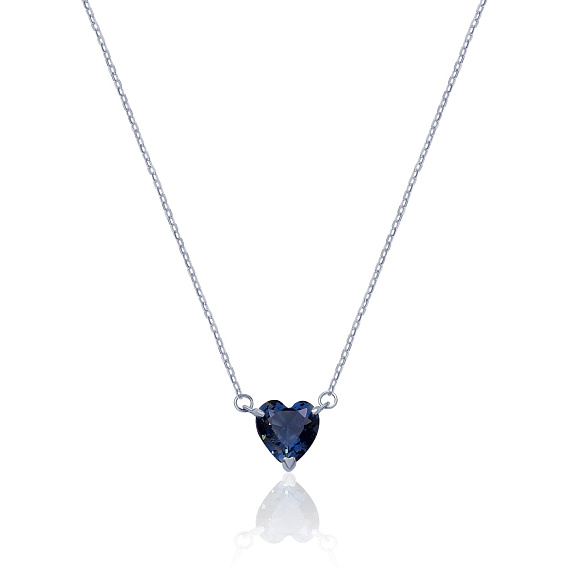 Серебряная подвеска с синим фианитом в огранке сердце MIESTILO Miestilo